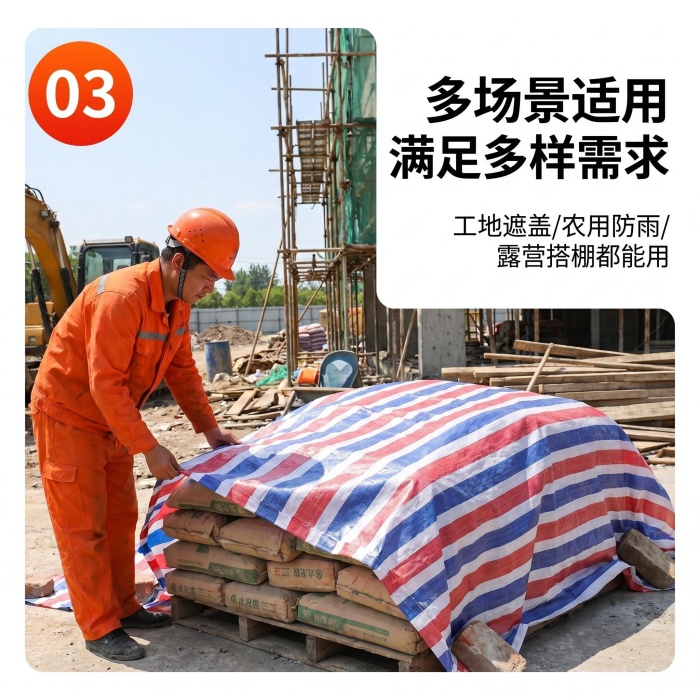 彩条布使用场景图_ 展示工地-农用真实使用状态